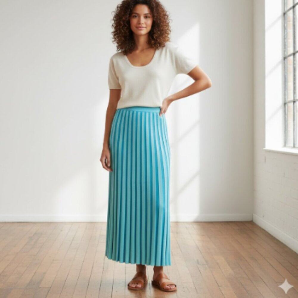 NWOT House of Harlow 1960 Pleated Maxi Pull On Side Slit Skirt Size M